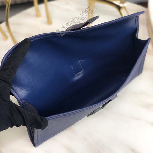 Hermes女包 愛馬仕手包Jige 原版密蠟線 Hermes手拿包 深藍  am1836